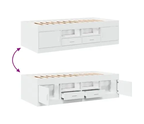 Gulta Ar Atvilktnēm, Bez Matrača, Balta, 90X200 Cm Vidaxl