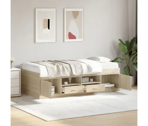 Kušetė Su Stalčiais Be Čiužinio, Ąžuolo Spalvos, 90X200 Cm