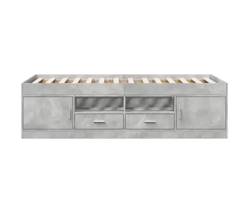 Gulta Ar Atvilktnēm, Bez Matrača, Betona Pelēka, 90X200 Cm Vidaxl