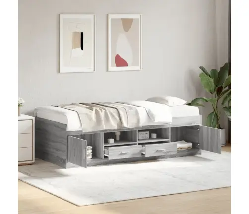 Gulta Ar Atvilktnēm, Bez Matrača, Pelēka, 90X200 Cm Vidaxl