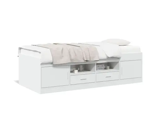 Gulta Ar Atvilktnēm, Bez Matrača, Balta, 90X190 Cm Vidaxl