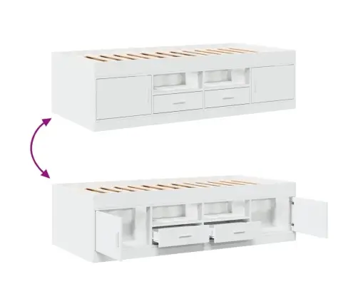 Kušetė Su Stalčiais Be Čiužinio, Balta, 75X190 Cm