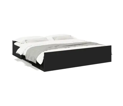 Gultas Rāmis Ar Atvilktnēm, Melns, 200X200Cm, Inženierijas Koks Vidaxl