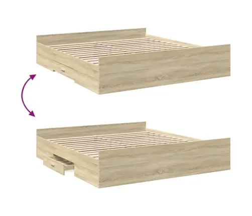 Gultas Rāmis Ar Atvilktnēm, Ozola, 200X200Cm, Inženierijas Koks Vidaxl