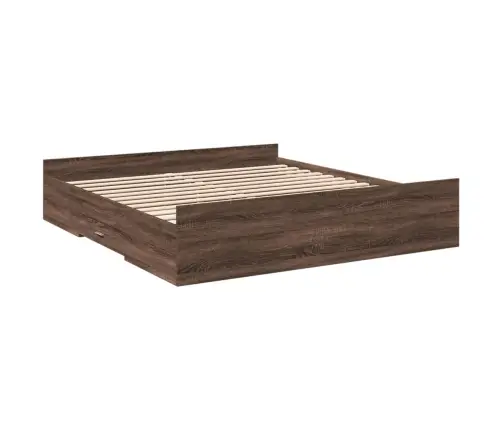 Voodiraam Sahtlitega, Pruun Tamm, 200 X 200 cm Tehispuit