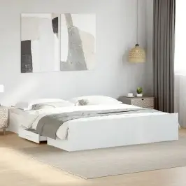 Gultas Rāmis Ar Atvilktnēm, Bez Matrača, Balts, 180X200 Cm Vidaxl Gultas Rāmis Ar Atvilktnēm, Bez Matrača, Balts, 180X200 Cm Vidaxl
