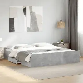 Gultas Rāmis Ar Atvilktnēm, Betona Pelēks, 180X200 Cm Vidaxl Gultas Rāmis Ar Atvilktnēm, Betona Pelēks, 180X200 Cm Vidaxl