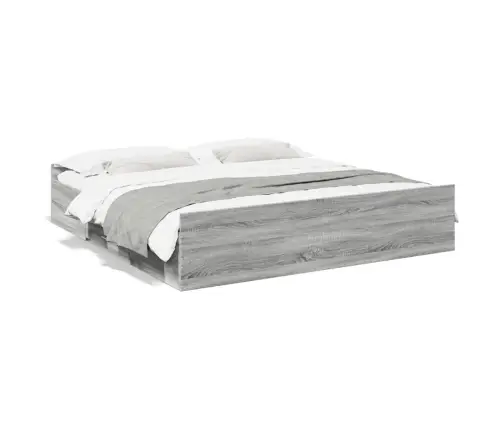 Lovos Rėmas Su Stalčiais, Pilkas Ąžuolo, 180X200cm Mediena