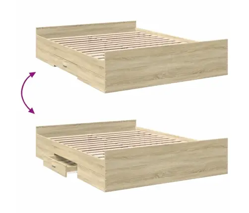 Voodiraam Sahtlitega, Sonoma Tamm, 160X200 cm Tehispuit