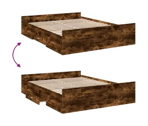 Voodiraam Sahtlitega, Suitsutatud Tamm, 160 X 200 cm Tehispuit