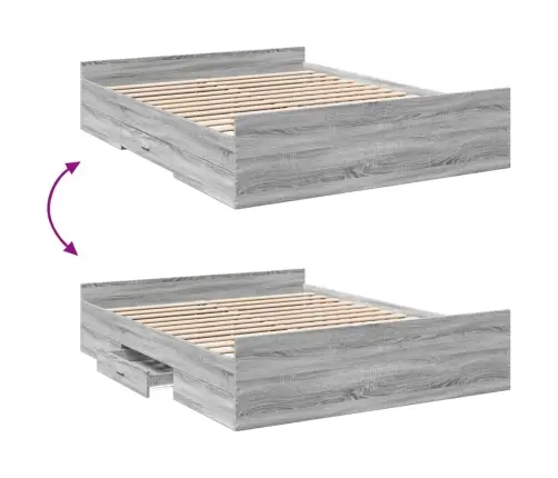 Gultas Rāmis Ar Atvilktnēm, Pelēka Ozola, 160X200 Cm Vidaxl