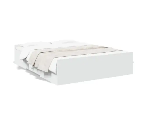 Lovos Rėmas Su Stalčiais, Baltas, 150X200cm Apdirbta Mediena