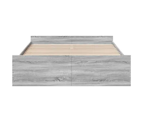 Gultas Rāmis Ar Atvilktnēm, Pelēks,150X200Cm, Inženierijas Koks Vidaxl