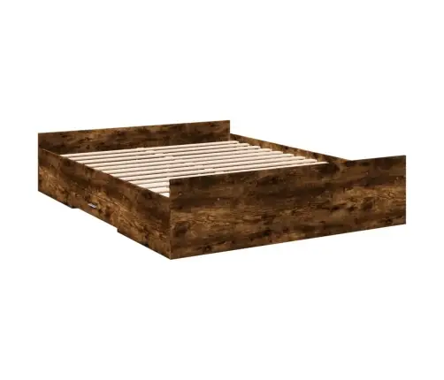 Gultas Rāmis Ar Atvilktnēm, Ozola, 140X200Cm, Inženierijas Koks Vidaxl