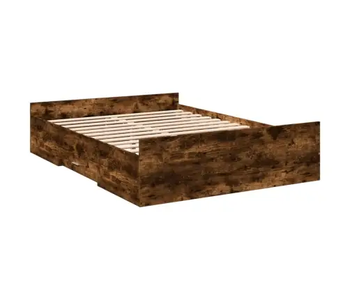 Gultas Rāmis Ar Atvilktnēm, Ozola, 120X200Cm, Inženierijas Koks Vidaxl