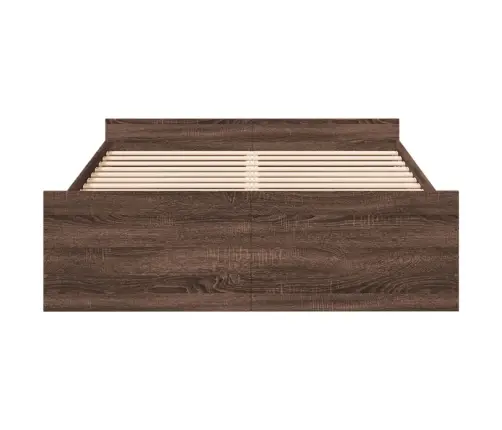 Gultas Rāmis Ar Atvilktnēm, Brūns, 120X200Cm, Inženierijas Koks Vidaxl