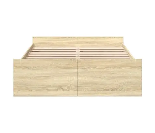 Gultas Rāmis Ar Atvilktnēm, Ozola, 140X190Cm, Inženierijas Koks Vidaxl
