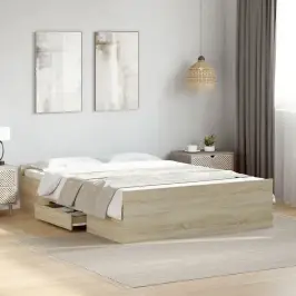 Gultas Rāmis Ar Atvilktnēm, Ozola, 140X190Cm, Inženierijas Koks Vidaxl Gultas Rāmis Ar Atvilktnēm, Ozola, 140X190Cm, Inženierijas Koks Vidaxl