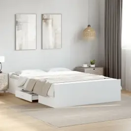 Gultas Rāmis Ar Atvilktnēm, Bez Matrača, Balts, 135X190 Cm Vidaxl
