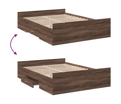 Lovos Rėmas Su Stalčiais, Rudas Ąžuolo, 135X190cm Mediena