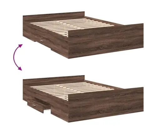 Lovos Rėmas Su Stalčiais, Rudas Ąžuolo, 120X190cm Mediena