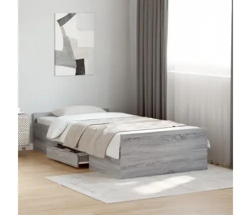 Gultas Rāmis Ar Atvilktnēm, Pelēka Ozola, 100X200 Cm Vidaxl