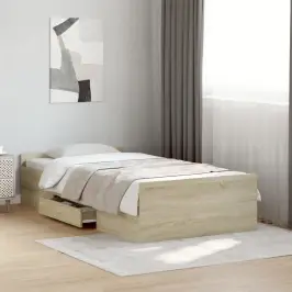 Gultas Rāmis Ar Atvilktnēm, Ozola, 90X190 Cm, Inženierijas Koks Vidaxl