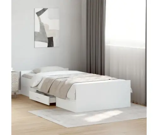 Sahtlitega Voodiraam, Ilma Madratsita, Valge, 75X190 Cm