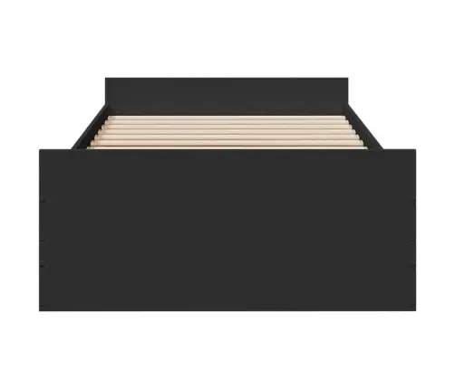 Lovos Rėmas Su Stalčiais, Juodas, 75X190cm Apdirbta Mediena