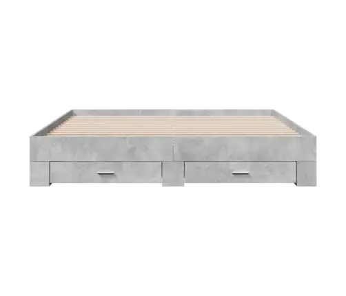 Lovos Rėmas Su Stalčiais, Betono, 200X200cm Apdirbta Mediena