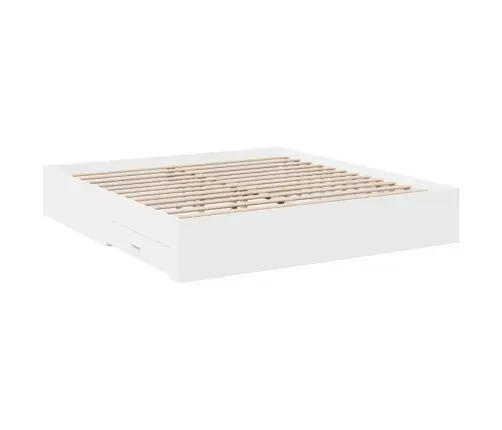 Lovos Rėmas Su Stalčiais, Baltas, 180X200cm Apdirbta Mediena