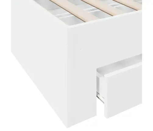 Lovos Rėmas Su Stalčiais, Baltas, 180X200cm Apdirbta Mediena