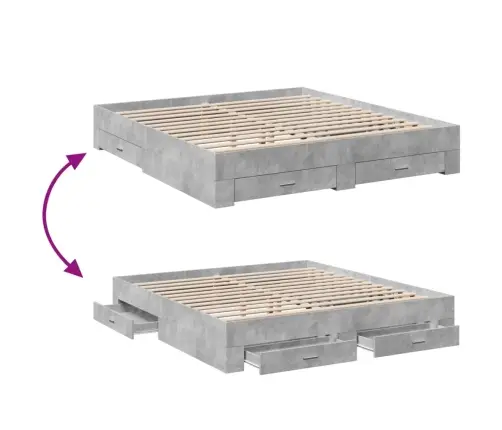 Voodiraam Sahtlitega, Betoonhall, 180 X 200 cm Tehispuit