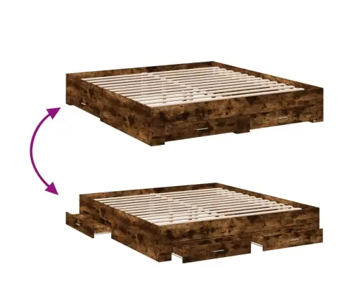 Voodiraam Sahtlitega, Suitsutatud Tamm, 180 X 200 cm Tehispuit