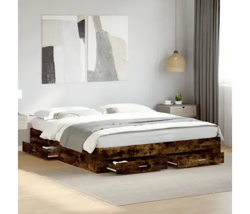 Voodiraam Sahtlitega, Suitsutatud Tamm, 180 X 200 cm Tehispuit