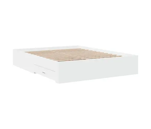 Gultas Rāmis Ar Atvilktnēm, Bez Matrača, Balts, 160X200 Cm Vidaxl