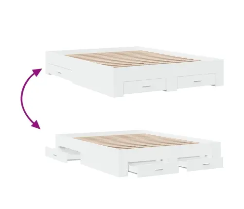 Gultas Rāmis Ar Atvilktnēm, Bez Matrača, Balts, 160X200 Cm Vidaxl