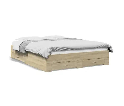 Gultas Rāmis Ar Atvilktnēm, Ozola, 160X200Cm, Inženierijas Koks Vidaxl
