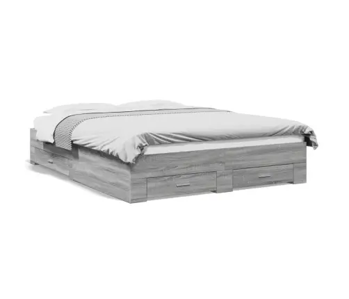 Gultas Rāmis Ar Atvilktnēm, Pelēka Ozola, 160X200 Cm Vidaxl