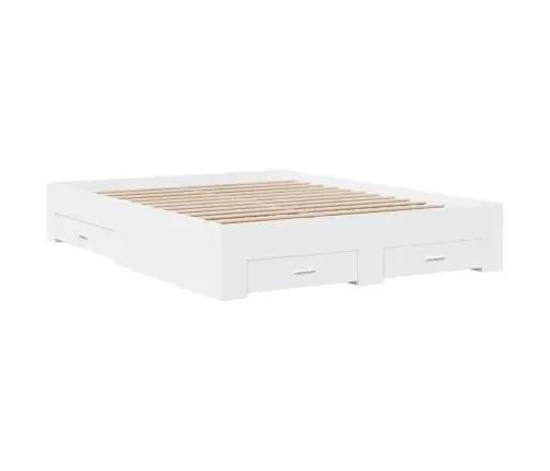 Gultas Rāmis Ar Atvilktnēm, Bez Matrača, Balts, 150X200 Cm Vidaxl