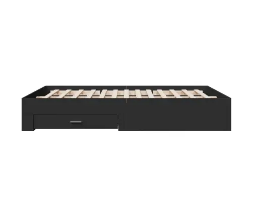 Gultas Rāmis Ar Atvilktnēm, Melns, 150X200Cm, Inženierijas Koks Vidaxl