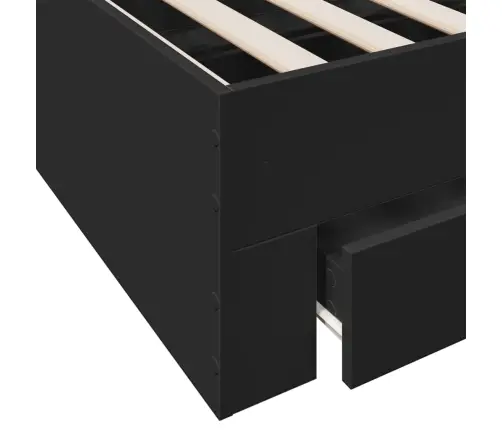 Gultas Rāmis Ar Atvilktnēm, Melns, 150X200Cm, Inženierijas Koks Vidaxl