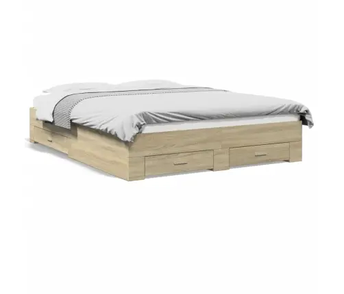 Lovos Rėmas Su Stalčiais, Ąžuolo, 150X200cm Apdirbta Mediena