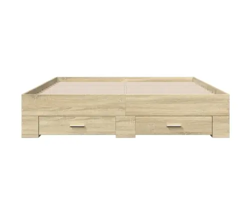 Lovos Rėmas Su Stalčiais, Ąžuolo, 150X200cm Apdirbta Mediena