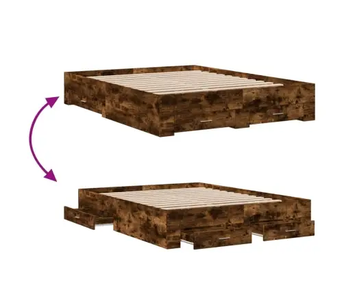 Voodiraam Sahtlitega, Suitsutatud Tamm, 150X200 cm Tehispuit