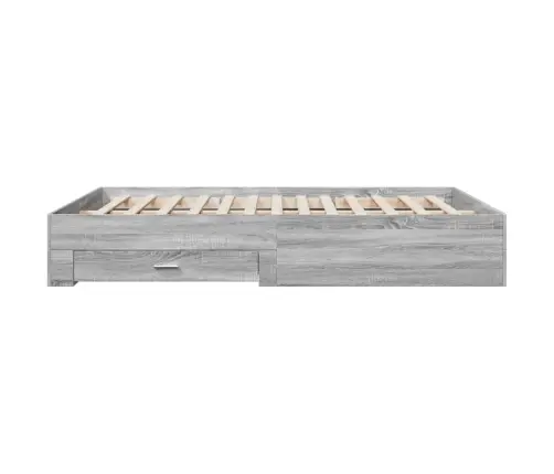 Gultas Rāmis Ar Atvilktnēm, Pelēks,150X200Cm, Inženierijas Koks Vidaxl