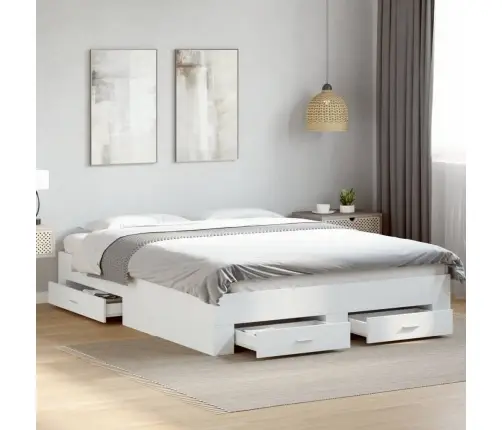 Sahtlitega Voodiraam, Ilma Madratsita, Valge, 140X200 Cm