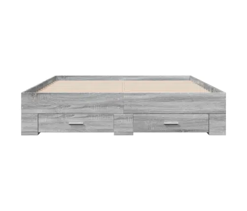 Gultas Rāmis Ar Atvilktnēm, Pelēka Ozola, 140X200 Cm Vidaxl