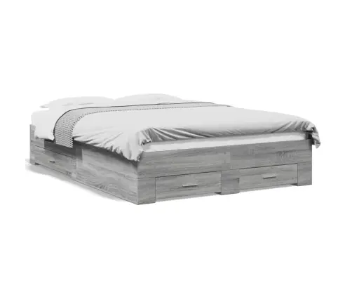 Gultas Rāmis Ar Atvilktnēm, Pelēka Ozola, 120X200 Cm Vidaxl