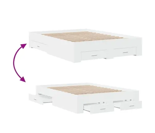 Sahtlitega Voodiraam, Ilma Madratsita, Valge, 140X190 Cm